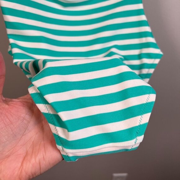 J.Crew Halter One Piece Swimsuit Size 2 Stripes Green Nautical Beach Vacation - Picture 10 of 11